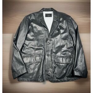 Missani Le Collezioni Lambskin Leather Sportcoat Men 2XL Black